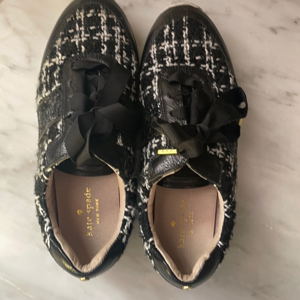 Kate Spade Black and White Tweed Sneakers